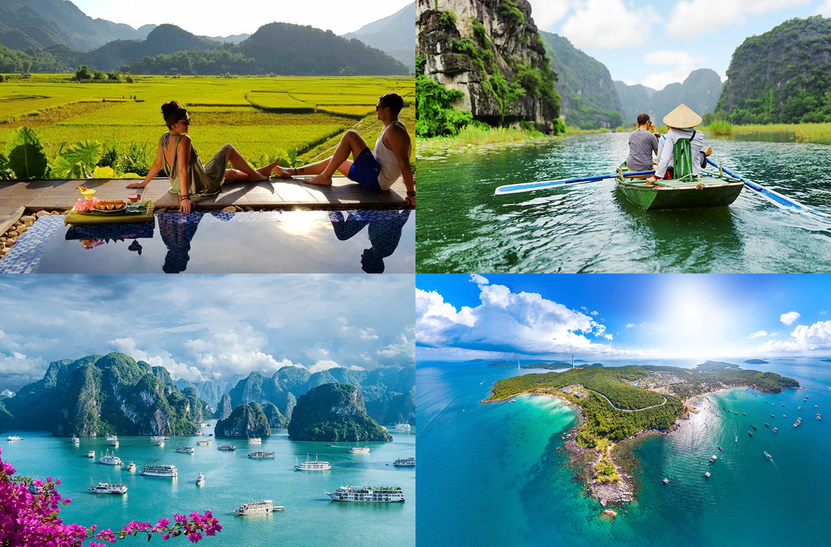 Famous beautiful beaches in Vietnam with clear blue water.