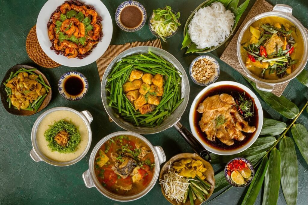 Different regional Vietnamese dishes from north, central and south