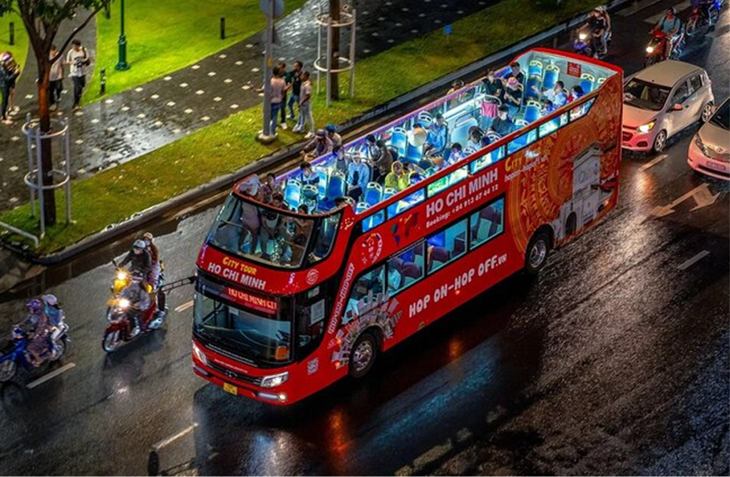 Explore Ho Chi Minh Vietnam at Night on a Double-Decker Bus