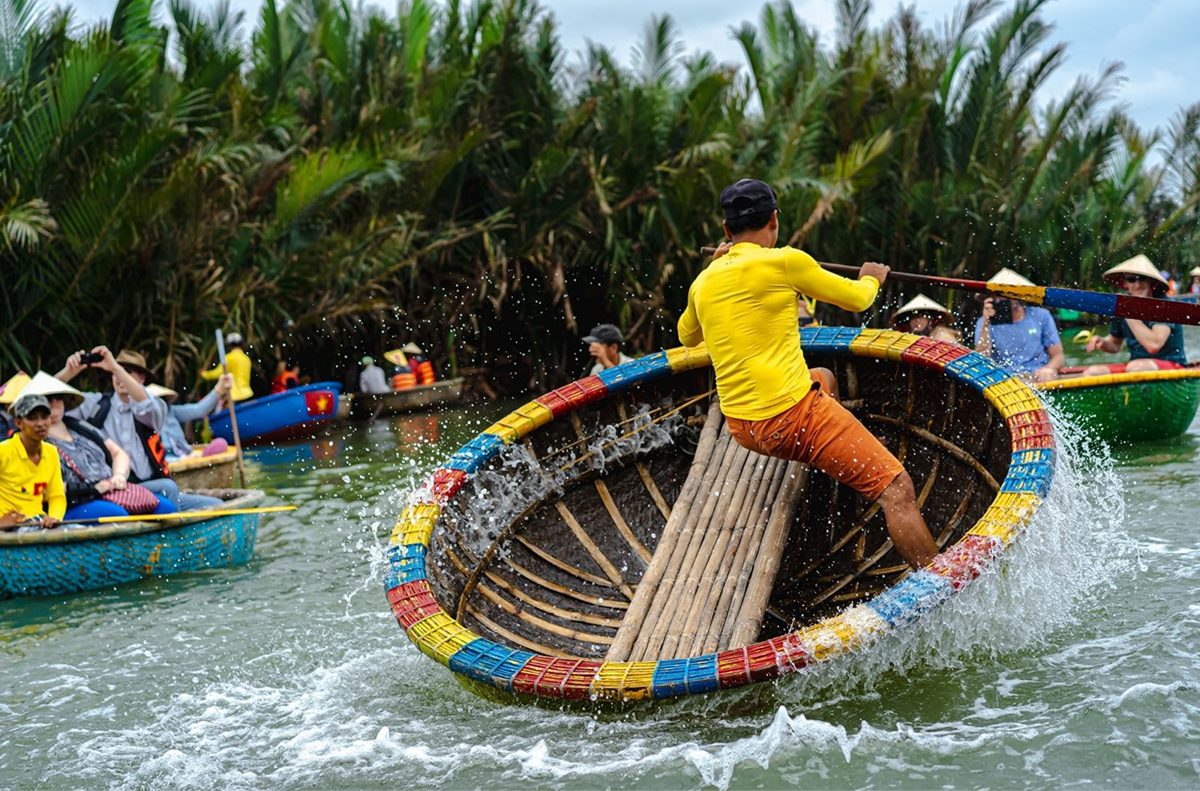 Unique basket boat tours in the Seven-Acre Coconut Forest of Cam Thanh.