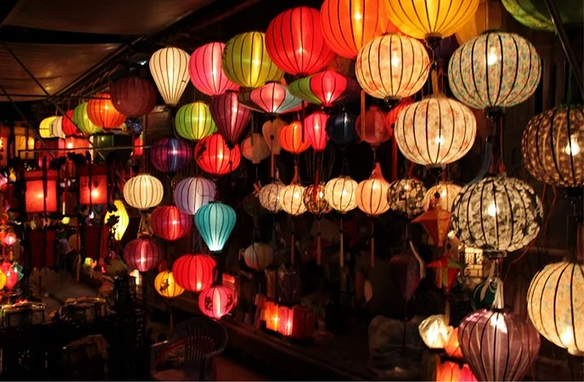 Hoi An Lanterns glowing beautifully through the ancient streets of Hoi An Ancient Town.